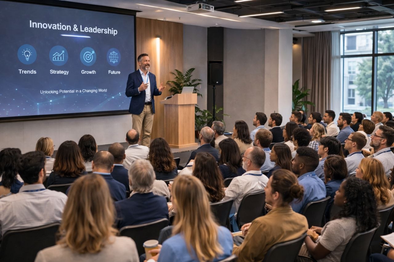 Innovation and leadership presentation at event